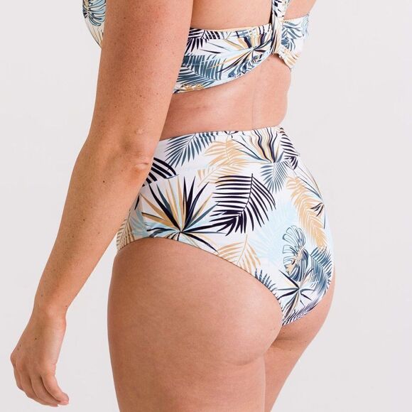 NWT Small - Midrise Full Coverage Briefs Bikini Swim Bottom in Palm Print - Picture 2 of 11